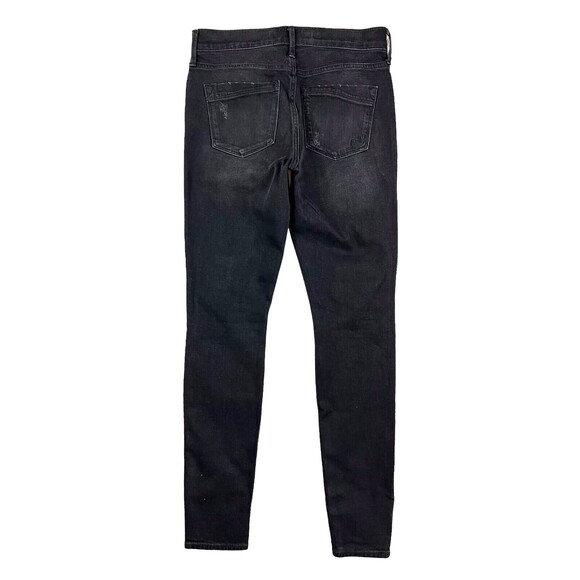 EXPRESS Jeans Women's 2 Skinny Legging Mid-Rise Black Distressing w Sequins - Picture 2 of 10